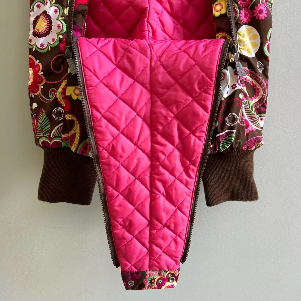 Hanna Andersson Brown Floral Paisley Hooded Baby Jacket